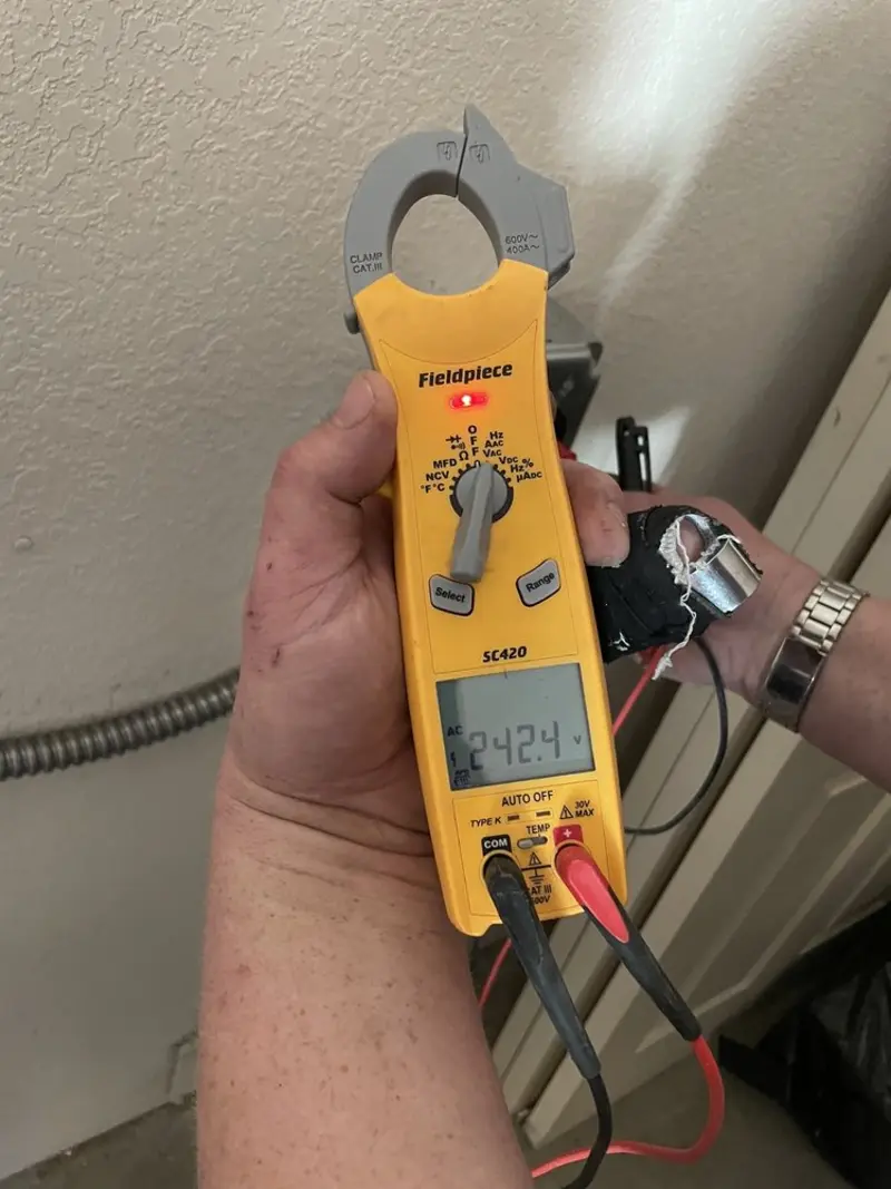 Voltage testing with clamp meter during Generator Installation in Arvin